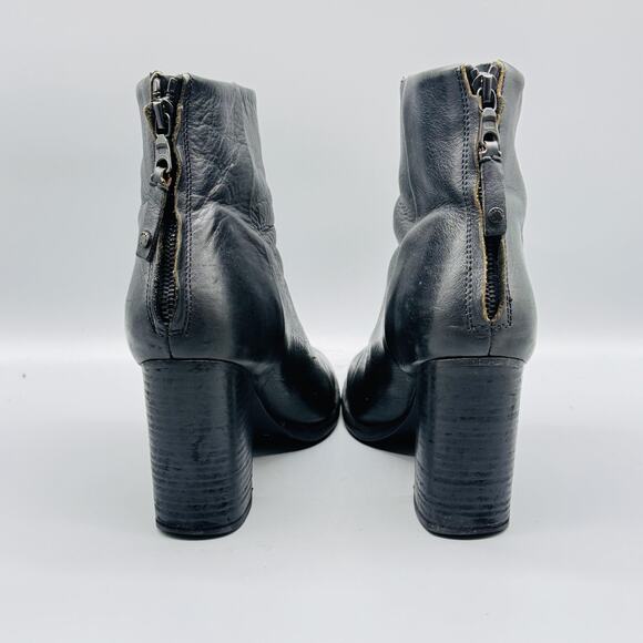 Rag & Bone Boots Women 9 Black Leather Newbury Ankle Block Heel Back Zip Comfort - Picture 6 of 10